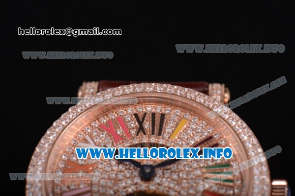 Franck Muller Color Dreams Swiss Tourbillon Manual Winding Rose Gold Case with Colorful Roman Numeral Markers and Diamonds Dial (FT) - Click Image to Close